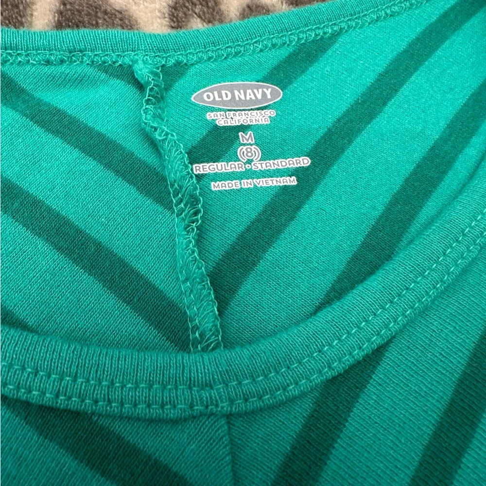 Old Navy Chevron Stripe Tie Waist Skater Dress in Green Size 8 Medium Girls